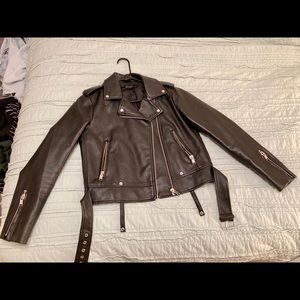 Zara vegan black leather jacket